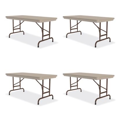 Adjustable Folding Table, Rectangular, 48" x 24" x 22" to 32", Mocha Top, Brown Legs, /Pallet, Ships in 4-6 Business Days1