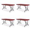 Adjustable Folding Table, Rectangular, 48" x 24" x 22" to 32", Red Top, Black Legs, 4/Pallet, Ships in 4-6 Business Days1