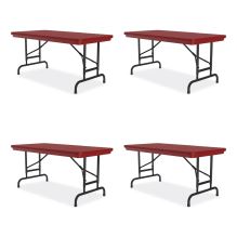 Adjustable Folding Table, Rectangular, 48" x 24" x 22" to 32", Red Top, Black Legs, 4/Pallet, Ships in 4-6 Business Days1