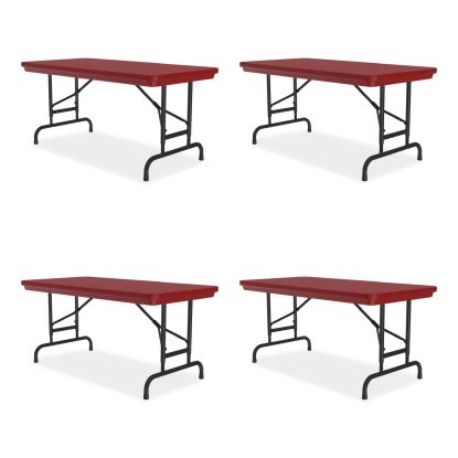 Adjustable Folding Table, Rectangular, 48" x 24" x 22" to 32", Red Top, Black Legs, 4/Pallet, Ships in 4-6 Business Days1