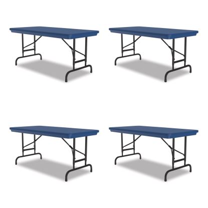 Adjustable Folding Table, Rectangular, 48" x 24" x 22" to 32", Blue Top, Black Legs, 4/Pallet, Ships in 4-6 Business Days1