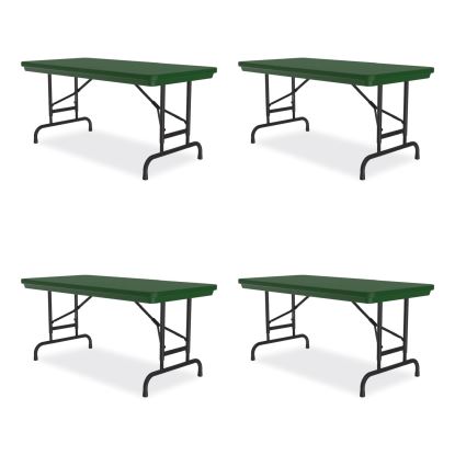 Adjustable Folding Table, Rectangular, 48" x 24" x 22" to 32", Green Top, Black Legs, 4/Pallet, Ships in 4-6 Business Days1