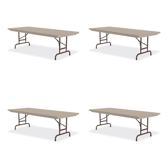 Adjustable Folding Tables, Rectangular, 60" x 30" x 22" to 32", Mocha Top, Brown Legs, 4/Pallet, Ships in 4-6 Business Days1