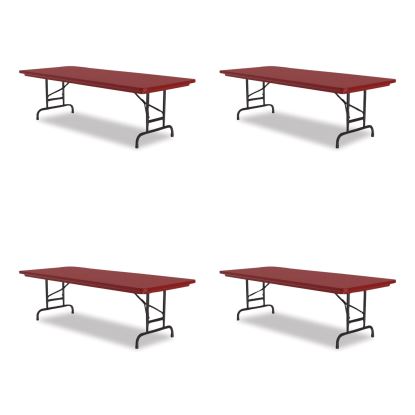 Adjustable Folding Tables, Rectangular, 60" x 30" x 22" to 32", Red Top, Black Legs, 4/Pallet, Ships in 4-6 Business Days1