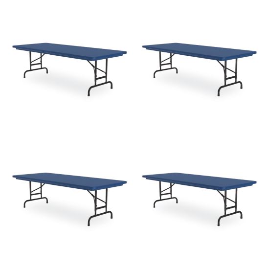 Adjustable Folding Tables, Rectangular, 60" x 30" x 22" to 32", Blue Top, Black Legs, 4/Pallet, Ships in 4-6 Business Days1