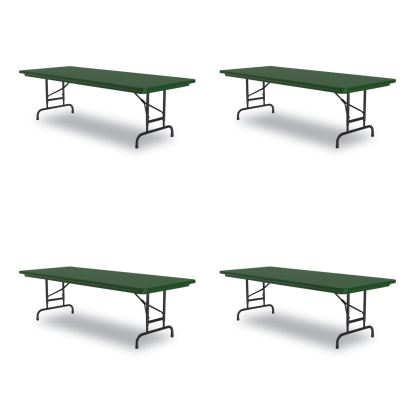 Adjustable Folding Tables, Rectangular, 60" x 30" x 22" to 32", Green Top, Black Legs, 4/Pallet, Ships in 4-6 Business Days1