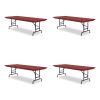 Adjustable Folding Tables, Rectangular, 72" x 30" x 22" to 32", Red Top, Black Base, 4/Pallet, Ships in 4-6 Business Days1