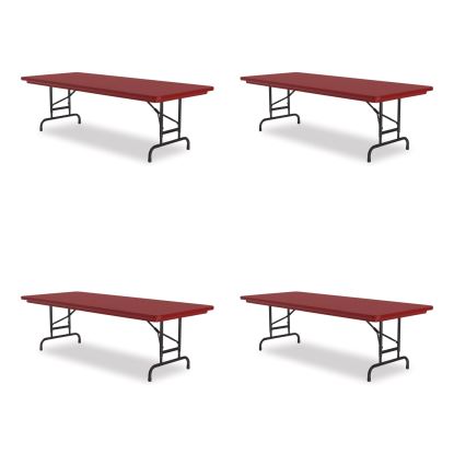 Adjustable Folding Tables, Rectangular, 72" x 30" x 22" to 32", Red Top, Black Base, 4/Pallet, Ships in 4-6 Business Days1