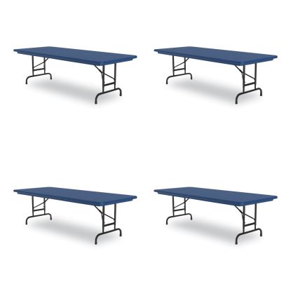 Adjustable Folding Tables, Rectangular, 72" x 30" x 22" to 32", Blue Top, Black Legs, 4/Pallet, Ships in 4-6 Business Days1