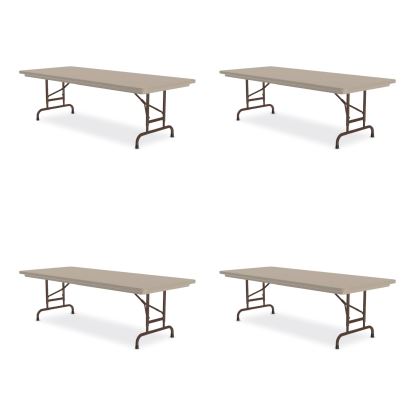 Adjustable Folding Tables, Rectangular, 96" x 30" x 22" to 32", Mocha Top, Brown Legs, 4/Pallet, Ships in 4-6 Business Days1