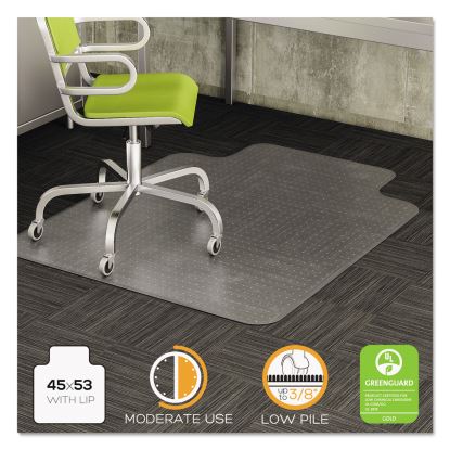 DuraMat Moderate Use Chair Mat for Low Pile Carpet, 45 x 53 with Lip, Clear, Ships in 4-6 Business Days1