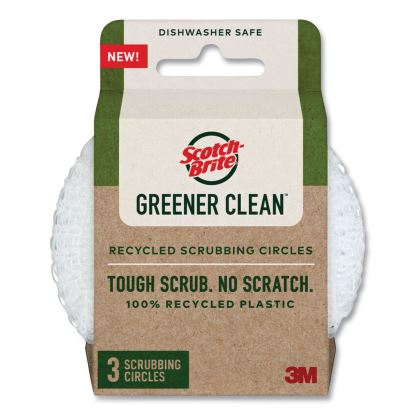 Greener Clean Recycled Scrubbing Circle, 3.5" Diameter, 0.7" Thick, White, 3/Pack1