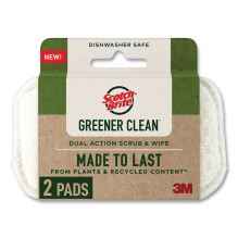 Greener Clean Dual Action Scrub and Wipe, 2.8 x 4.7, 0.7" Thick, White, 2/Pack1