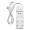 Surge Protector, 8 AC Outlets/2 USB Ports, 6 ft Cord, 2,100 J, White1