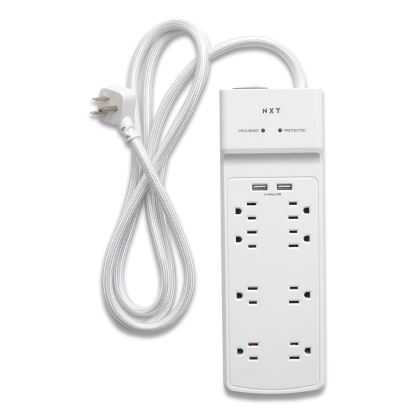 Surge Protector, 8 AC Outlets/2 USB Ports, 6 ft Cord, 2,100 J, White1