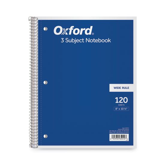 Coil-Lock Wirebound Notebooks, 3-Hole Punched, 3-Subject, Wide/Legal Rule, Randomly Assorted Covers, (120) 10.5 x 8 Sheets1