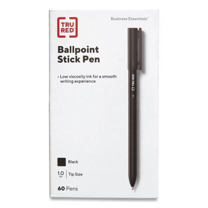 Ballpoint Pen, Stick, Medium 1 mm, Black Ink, Black Barrel, 60/Pack1