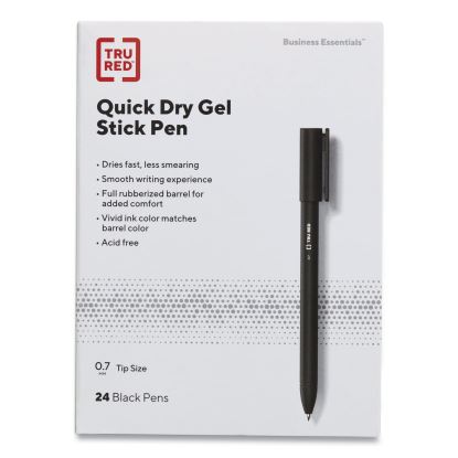 Quick Dry Gel Pen, Retractable, Medium 0.7 mm, Black Ink, Black Barrel, 5/Pack1