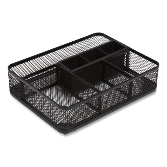 Mesh Drawer Organizer, Seven Compartment, 9.76 x 7.48 x 2.68, Black1