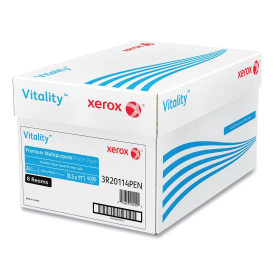 Vitality Premium Multipurpose Print Paper, 97 Bright, 24 lb Bond Weight, 8.5 x 11, Extra White, 500/Ream, 8 Reams/Carton1