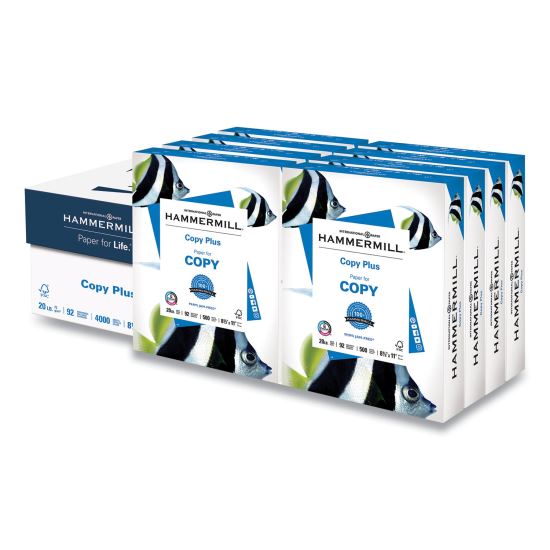 Copy Plus Print Paper, 92 Bright, 20 lb Bond Weight, 8.5 x 11, White, 500 Sheets/Ream, 8 Reams/Carton1