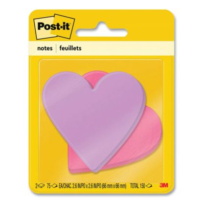 Die-Cut Heart Shaped Notepads, 3" x 3", Pink/Purple, 75 Sheets/Pad, 2 Pads/Pack1