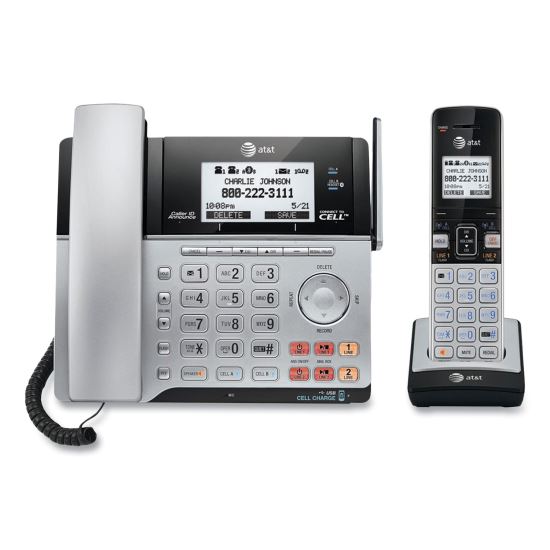 Connect to Cell TL86103 Two-Line Corded/Cordless Phone, Corded Base Station and 1 Additional Handset, Black/Silver1