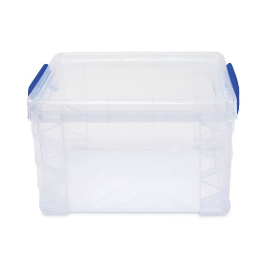 Super Stacker Lift-Off Lid Storage Tote, 7.25" x 10.88" x 6.38", Transparent/Blue1