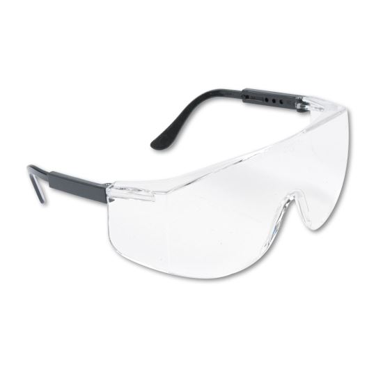 Tacoma Wraparound Safety Glasses, Black Plastic Frame, Clear Lens1