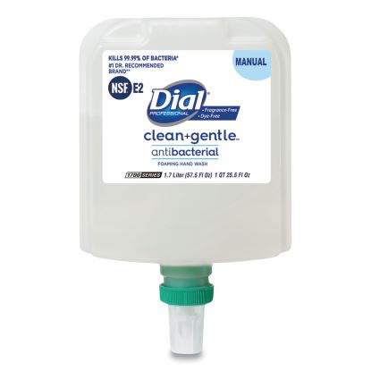 Clean+Gentle Antibacterial Foaming Hand Wash Refill for Dial 1700 Dispenser, Fragrance Free, 1.7 L, 3/Carton1