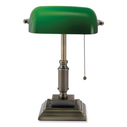 LED Bankers Lamp with Green Shade, Candlestick Neck, 14.75" High, Antique Bronze, Ships in 4-6 Business Days1