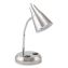 LED Gooseneck Desk Lamp with Charging Outlets, Gooseneck,15" High, Brushed Steel, Ships in 4-6 Business Days1
