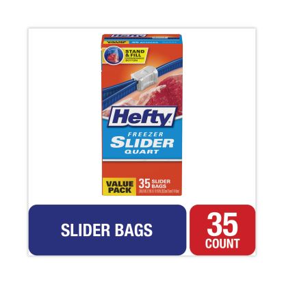 Slider Bags, 1 qt, 2.5 mil, 7" x 8", Clear, 35/Box1