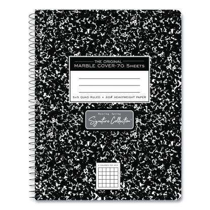 Spring Signature Composition Book, Quad 5 sq/in Rule, Black Marble Cover, (70) 9.75 x 7.5 Sheet, 24/CT, Ships in 4-6 Bus Days1