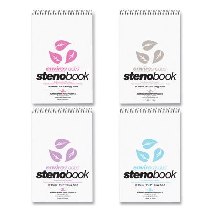 EnviroShades Steno Pad, Gregg Rule, White Cover, 80 Assorted Color 6 x 9 Sheets, 24 Pads/Carton, Ships in 4-6 Business Days1