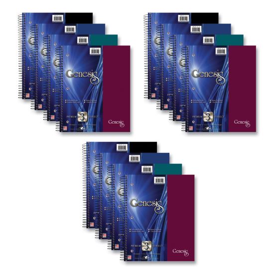 Genesis Notebook, 3-Subject, Medium/College Rule, Randomly Asst Cover Color, (150) 11x9 Sheets, 12/CT, Ships in 4-6 Bus Days1