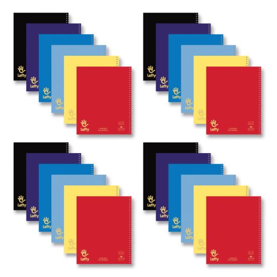 Lefty Notebook, 1-Subject, Wide/Legal Rule, Assorted Cover Colors, (100) 10.5 x 8.5 Sheets, 24/CT, Ships in 4-6 Business Days1