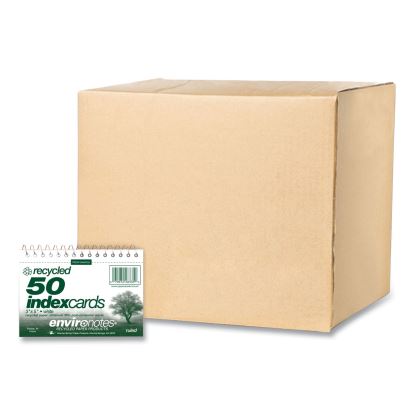 Environotes Wirebound Recycled Index Cards, Narrow Rule, 3 x 5, White, 50 Cards, 24/Carton, Ships in 4-6 Business Days1