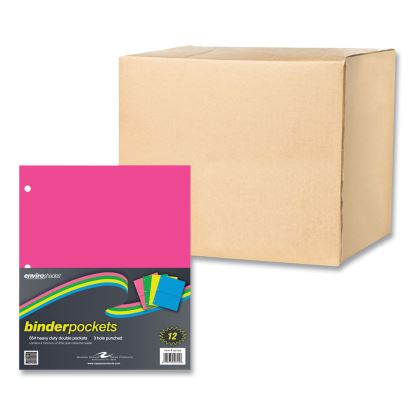 Binder Pocket, 9 w x 11 h, Assorted Colors, 144/Carton, Ships in 4-6 Business Days1