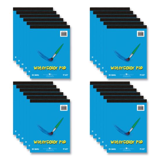 Kids Art Watercolor Notepad, 25 White 9 x 12 Sheets, 24/Carton, Ships in 4-6 Business Days1