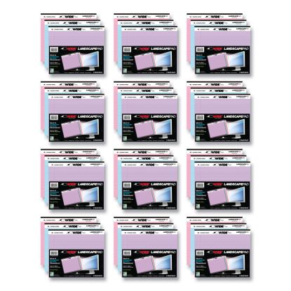 WIDE Landscape Format Writing Pad, Medium/College Rule, 40 Assorted Colors 11 x 9.5 Sheets, 12/CT, Ships in 4-6 Business Days1