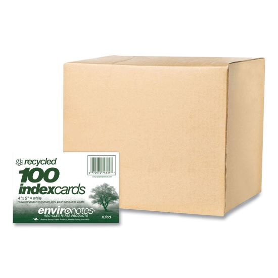 Environotes Recycled Index Cards, Narrow Ruled, 4 x 6, White, 100 Cards, 36/Carton, Ships in 4-6 Business Days1