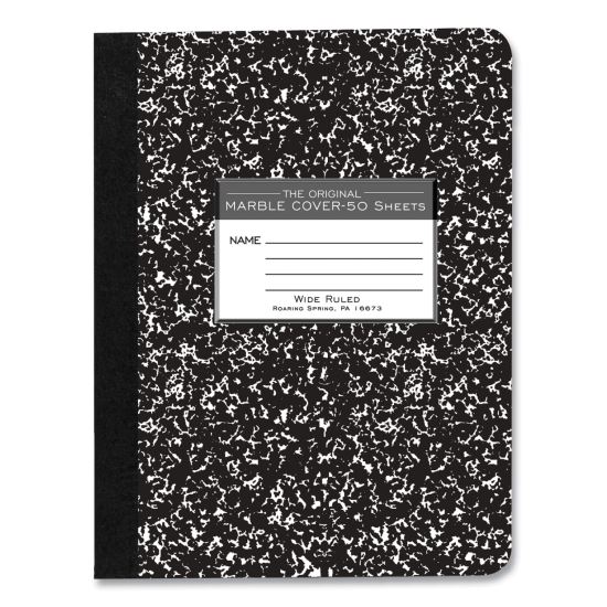 Hardcover Marble Composition Book, Wide/Legal Rule, Black Marble Cover, (50) 9.75 x 7.5 Sheet, 48/CT, Ships in 4-6 Bus Days1