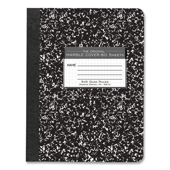 Hardcover Composition Book, Quadrille 5 sq/in Rule, Black Marble Cover, (80) 9.75 x 7.5 Sheet, 48/CT, Ships in 4-6 Bus Days1