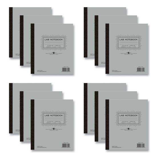 Lab and Science Carbonless Notebook, Quad Rule (4 sq/in), Gray Cover, (100) 11x9.25 Sheets, 12/CT, Ships in 4-6 Business Days1