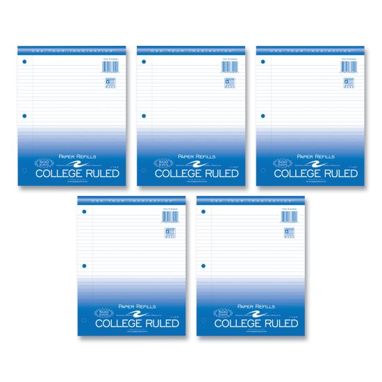 Loose Leaf Paper, 8.5 x 11, 3-Hole Punched, College Rule, White, 500 Sheets/Pack, 5 Packs/Carton, Ships in 4-6 Business Days1