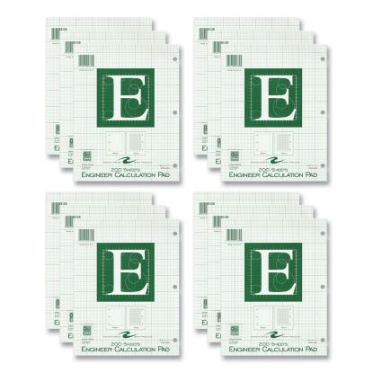 Engineer Pad, (0.5" Margins), Quad Rule (5 sq/in, 1 sq/in), 200 Lt Green 8.5x11 Sheets/Pad, 12/CT, Ships in 4-6 Business Days1