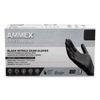 Nitrile Exam Gloves, Powder-Free, 3 mil, Medium, Black, 100/Box, 10 Boxes/Carton1