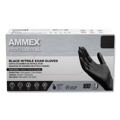 Nitrile Exam Gloves, Powder-Free, 3 mil, X-Large, Black, 100/Box, 10 Boxes/Carton1