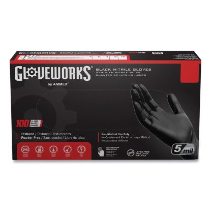 Industrial Nitrile Gloves, Powder-Free, 6 mil, Small, Black 100 Gloves/Box, 10 Boxes/Carton1